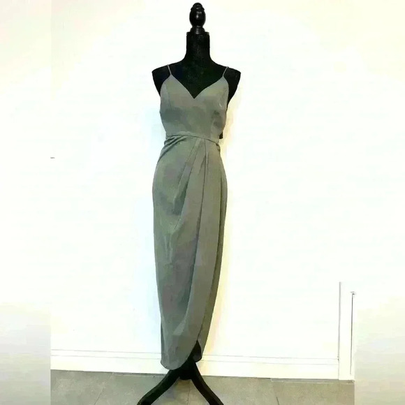 Shona joy cocktail dress in olive, size 2 - Picture 3 of 5